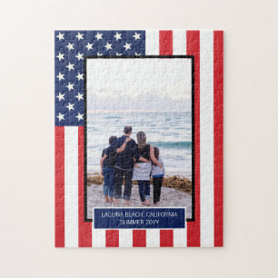 Puzzle Drapeau américain patriotique personnalisé avec ph