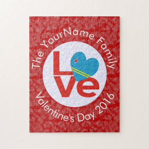 Puzzle Drapeau arubéen lettres rouges LOVE blanc sur roug