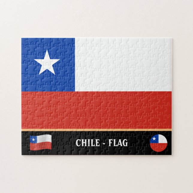 Puzzle Drapeau chilien & Pays chilien / Chili (Horizontal)