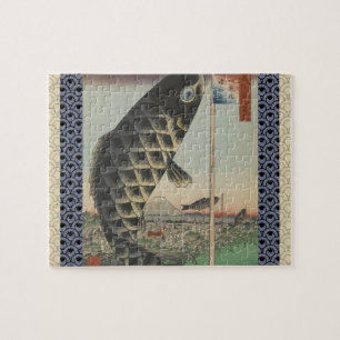 Puzzle Drapeau de fête du poisson Koi Hiroshige japonais