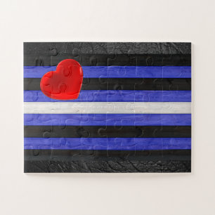 Puzzle Drapeau de fierté en cuir SlipperyJoe's noir bleu