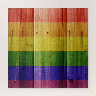 Puzzle Drapeau de la fierté arc-en-ciel en bois