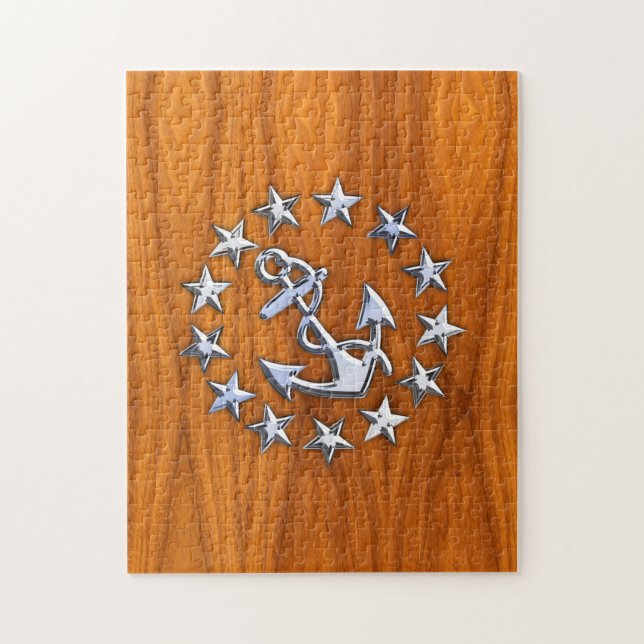 Puzzle Drapeau de yacht Connexion en bois de teck nautiqu (Vertical)