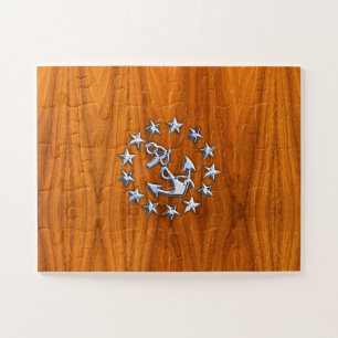Puzzle Drapeau de yacht Connexion en bois de teck nautiqu