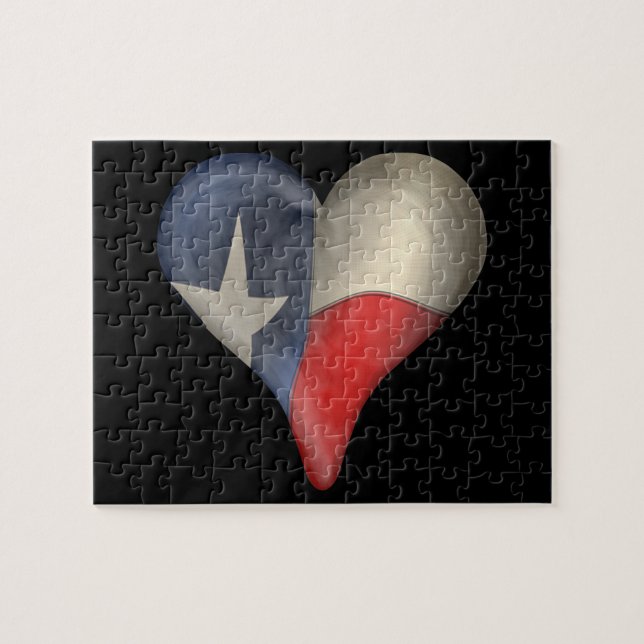 Puzzle Drapeau d'état du Texas à un coeur (Horizontal)