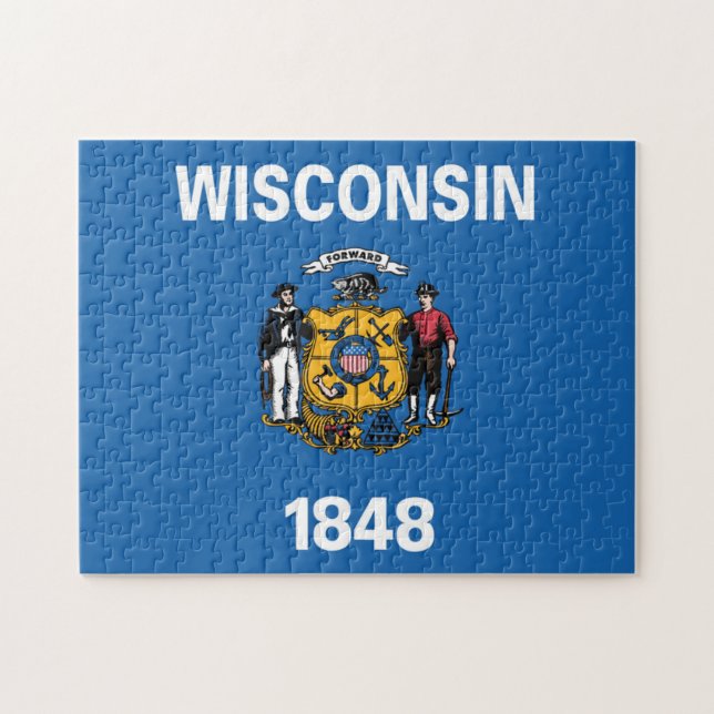Puzzle Drapeau d'État du Wisconsin, États-Unis (Horizontal)