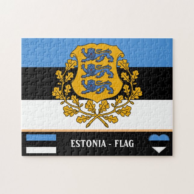 Puzzle Drapeau estonien & Estonie - pays, vacances /sport (Horizontal)