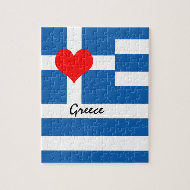 Puzzle Drapeau grec & Coeur - Grèce fans de voyage/sports (Vertical)