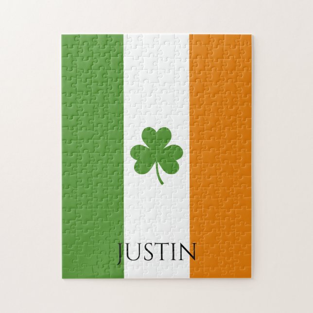 Puzzle Drapeau irlandais St Patrick avec Shamrock | Perso (Vertical)
