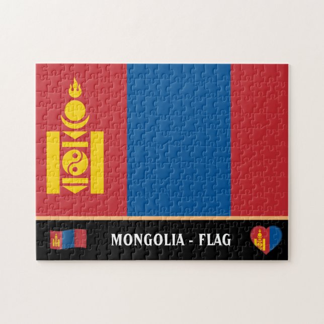 Puzzle Drapeau mongol & pays mongol / Mongolie (Horizontal)