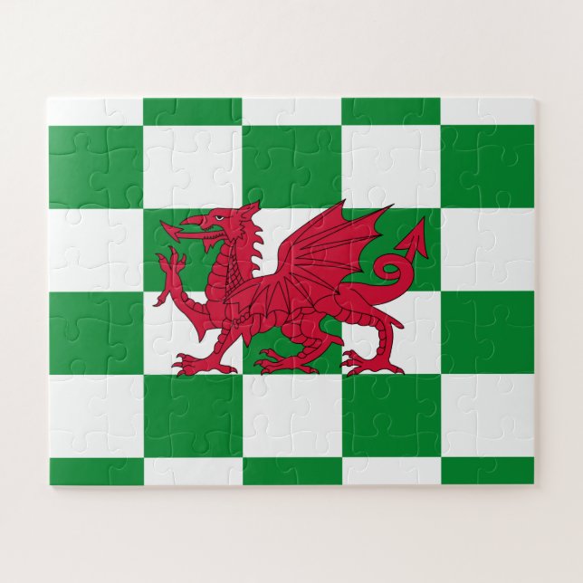 Puzzle Drapeau mystique de dragon celtique rouge du Pays  (Horizontal)
