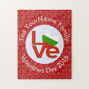 Puzzle Drapeau rouge bulgare LOVE personnalisé 