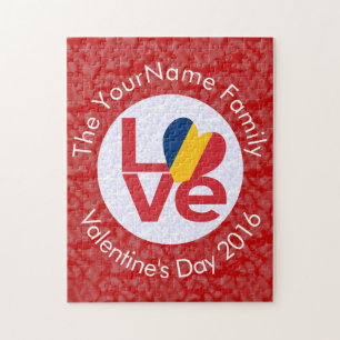 Puzzle Drapeau rouge Chad personnalisé AMOUR