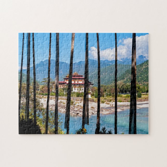 Puzzle Drapeaux de prière et Punakha Dzong - Bhoutan (Horizontal)