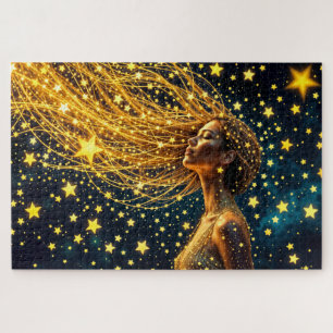 Puzzle Dream girl entourée d'étoiles brillantes