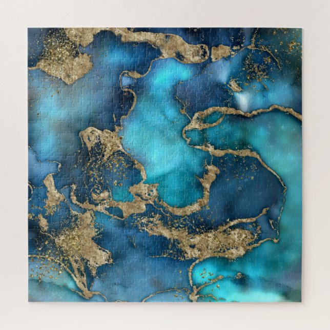 Puzzle Dreamy Blue Turquoise et or (Vertical)