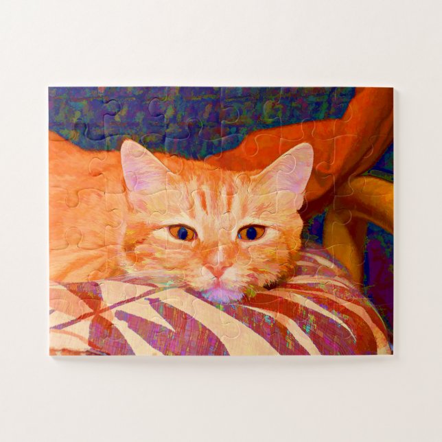 Puzzle Drôle Cute Orange Tabby Cat (Horizontal)