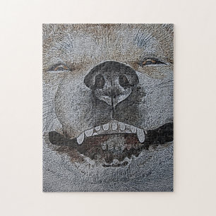 Puzzle drôle photo de chien souriant voyant
