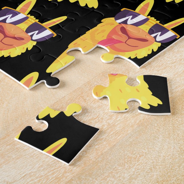 Puzzle Drôle Visage Llama avec Motif de lunettes (Côté)