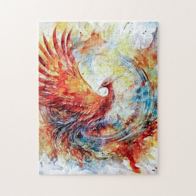 Puzzle du bouclier Phoenix de l'aquarelle (Vertical)