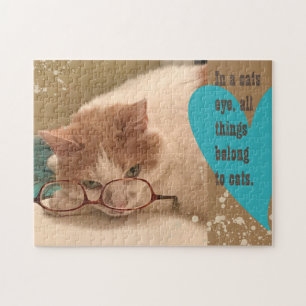 Puzzle du chat drôle avec des lunettes