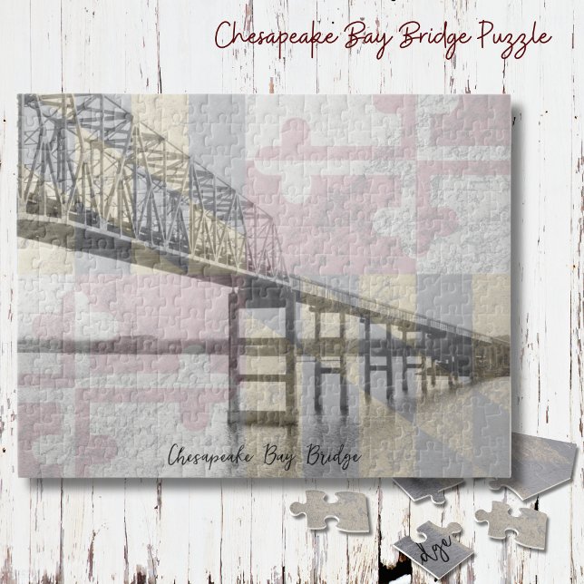 Puzzle du drapeau du Maryland du pont de la baie C (Personalize this cool puzzle of the Chesapeake Bay Bridge in Maryland!)