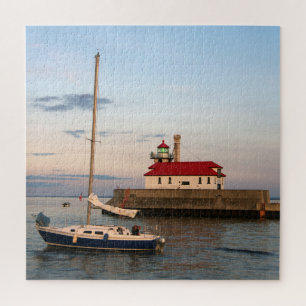 Puzzle Duluth Harbour South Pier Light & Sailboat
