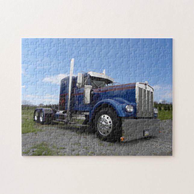 Puzzle d'un rouge ardent et bleu de Kenworth (Horizontal)