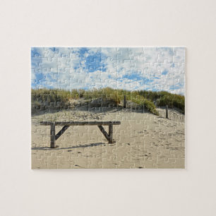 Puzzle Dunes de sable avec clôture en bois