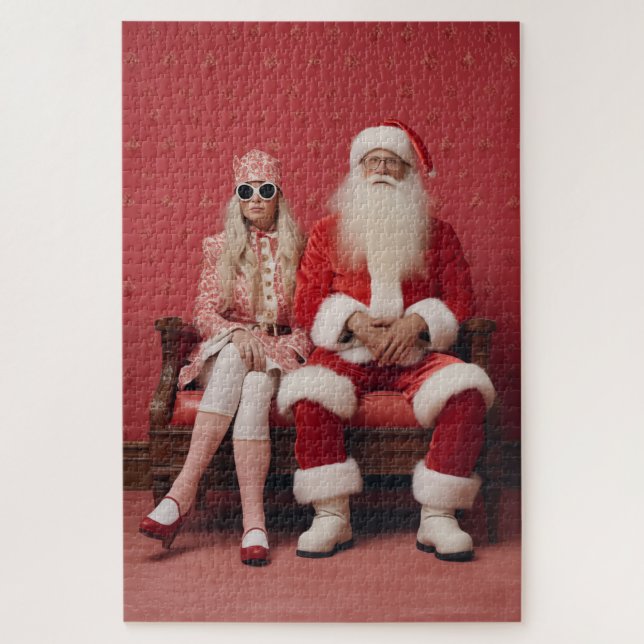 Puzzle Duo de Noël fantasque : Père Noël et Mme Claus (Vertical)