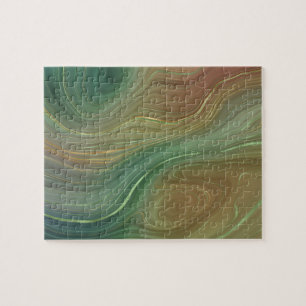 Puzzle Earthy Strata   Emerald Green Brown Gold Agate
