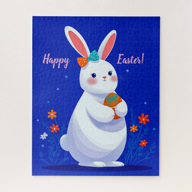 Puzzle Easter Bunny with Blue Background  (Vertical)