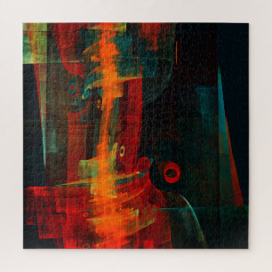 Puzzle Eau Orange Rouge Bleu moderne Art Abstrait Motif