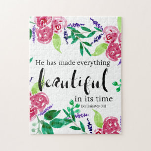 Puzzle Ecclesiastes Bible Verse Aquarelle Fleurs mignonne