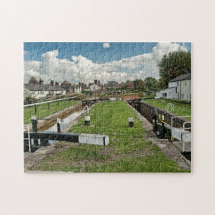 Puzzle Écluse du canal Vue pittoresque sur le pays anglai