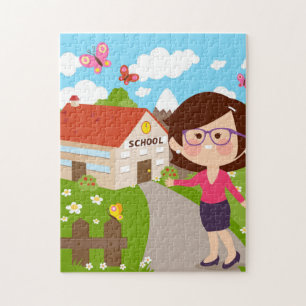 Puzzle École et enseignant Jardin de fleurs sur le toit r