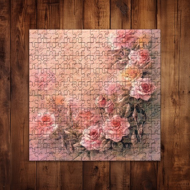 Puzzle Écriture d'antiquité florale Rose (Créateur téléchargé)
