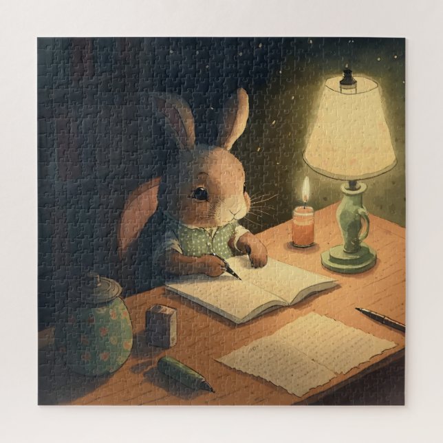 Puzzle Écriture de lapin au bureau - (Vertical)