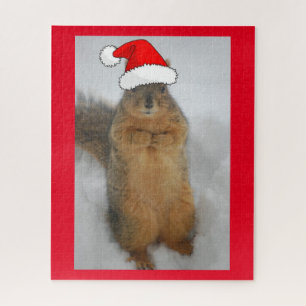 Puzzle Écureuil de Noël avec le chapeau de Noël