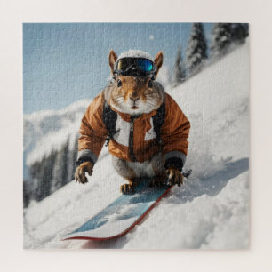 Puzzle Écureuil de snowboard Heure d'hiver Animaux Whimsi