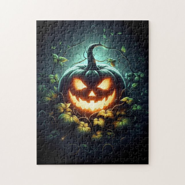 Puzzle Éffrayant nature brillant Halloween citrouille (Vertical)
