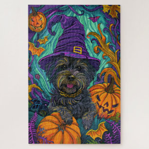 Puzzle Éffrayant Tibétain Terrier Chien Halloween Citroui