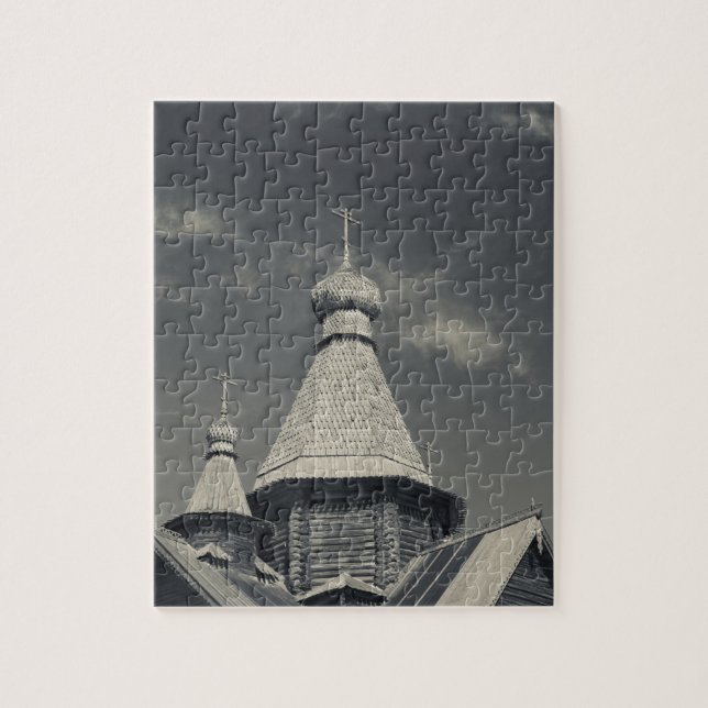 Puzzle Église orthodoxe russe traditionnelle en bois (Vertical)