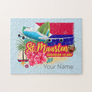 Puzzle Église Saint-Maarten Retro Caribbean Vintage Islan