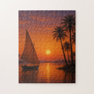 Puzzle égyptien du coucher de soleil - Vue du Nil