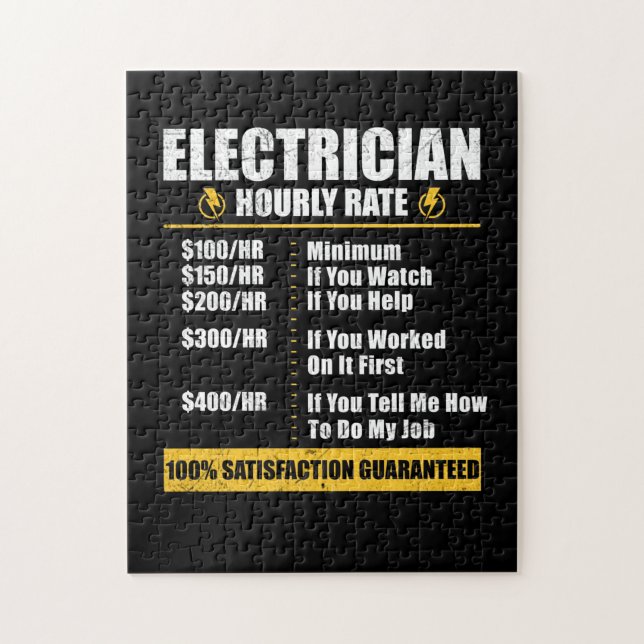 Puzzle Electrician Hourly Rate Funny Lineman (Vertical)