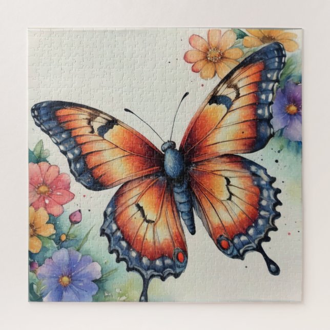 Puzzle Elégant Aquarelle Papillons Nature Inspiré (Vertical)