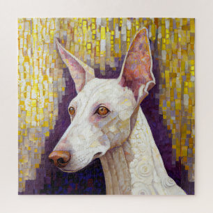 Puzzle Elégant blanc et or Klimt Style Chien Mosaïque