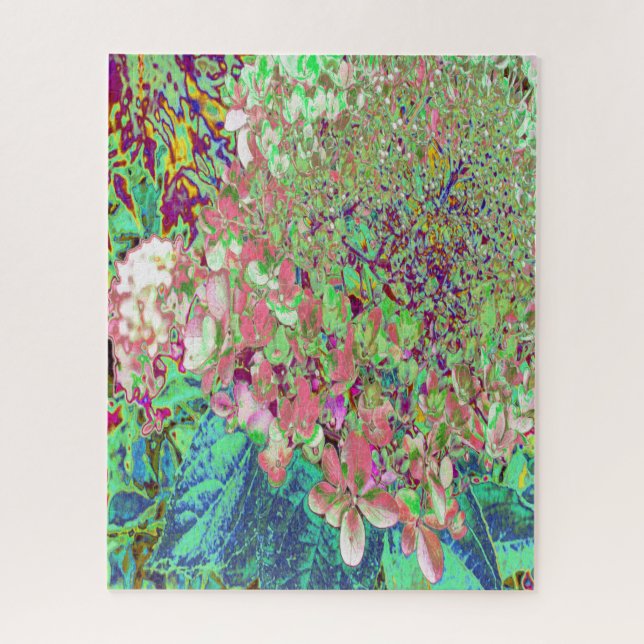 Puzzle Élégant Corail et Chartreuse Limelight Hydrangea (Vertical)