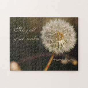 Puzzle Elegant Dandelion Flower & Wish Quote